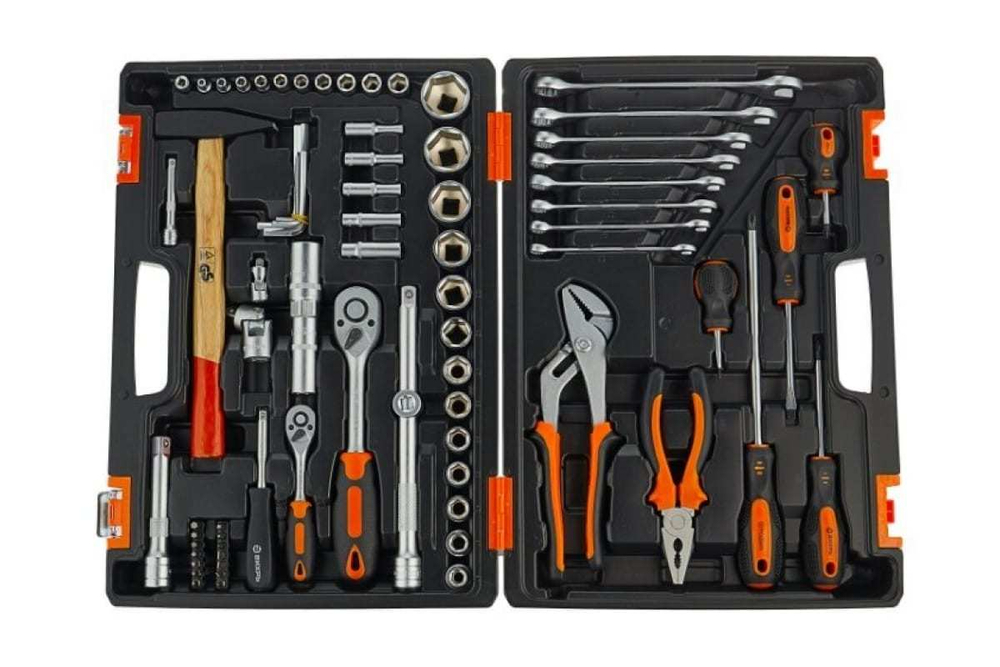 Набор инструментов, 1/2" , 1/4" , CrV, в кейсе 76 предм Вихрь 73/6/7/4