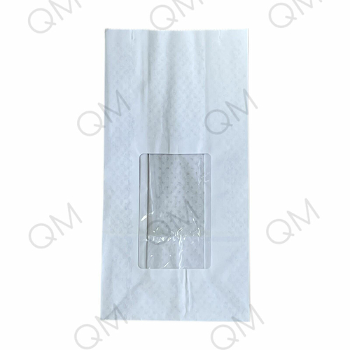 Крафт пакет ламинированный с окном 50*80 мм с прямоугольным дном 100*60*200 мм (2 слоя) 35 г/м2 белый, 500шт