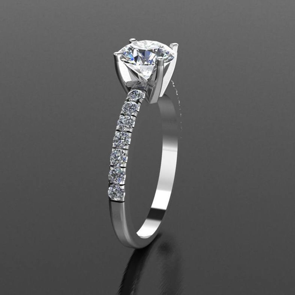 Кольцо Princess fianit round с дорожкой фианитов