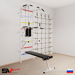 Шведская стенка Sv Sport 5930 (Турник стандарт/Брусья/Стойка/Скамья/Трапеция/Канатный лаз)
