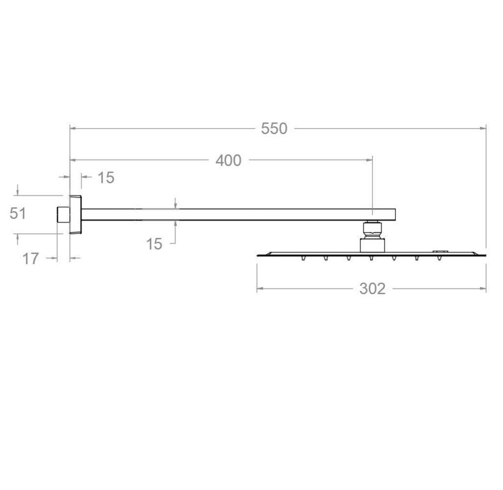 Тропический душ настенный квадратный 400мм нерж. сталь BH02RK300CUC медь