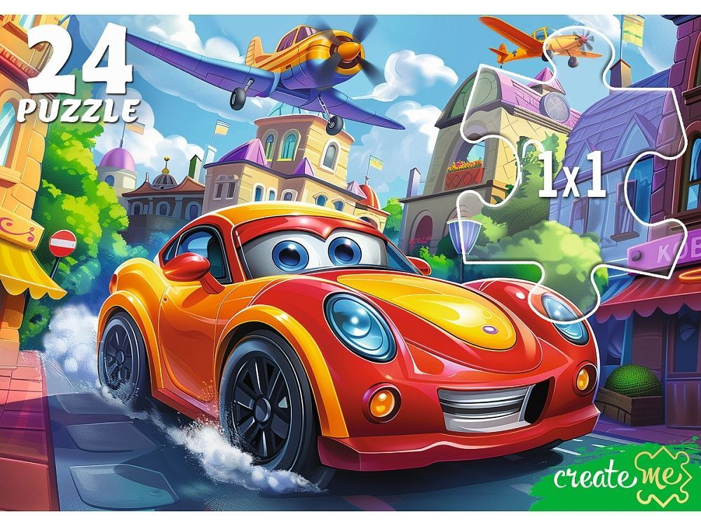 Пазл МАКСИ 24 элемента "Веселая машинка и самолеты"