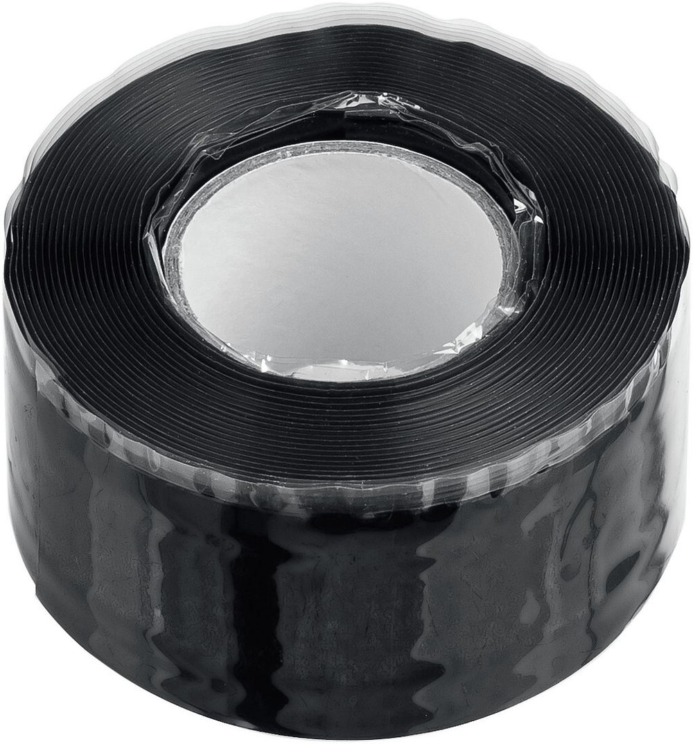 ЗУБР СПАСАТЕЛЬ 25 мм х 3 м, 12 Атм, 30 000 В, черная, силикон, самослипающаяся аварийно-ремонтная изолента, Профессионал (12381-2)