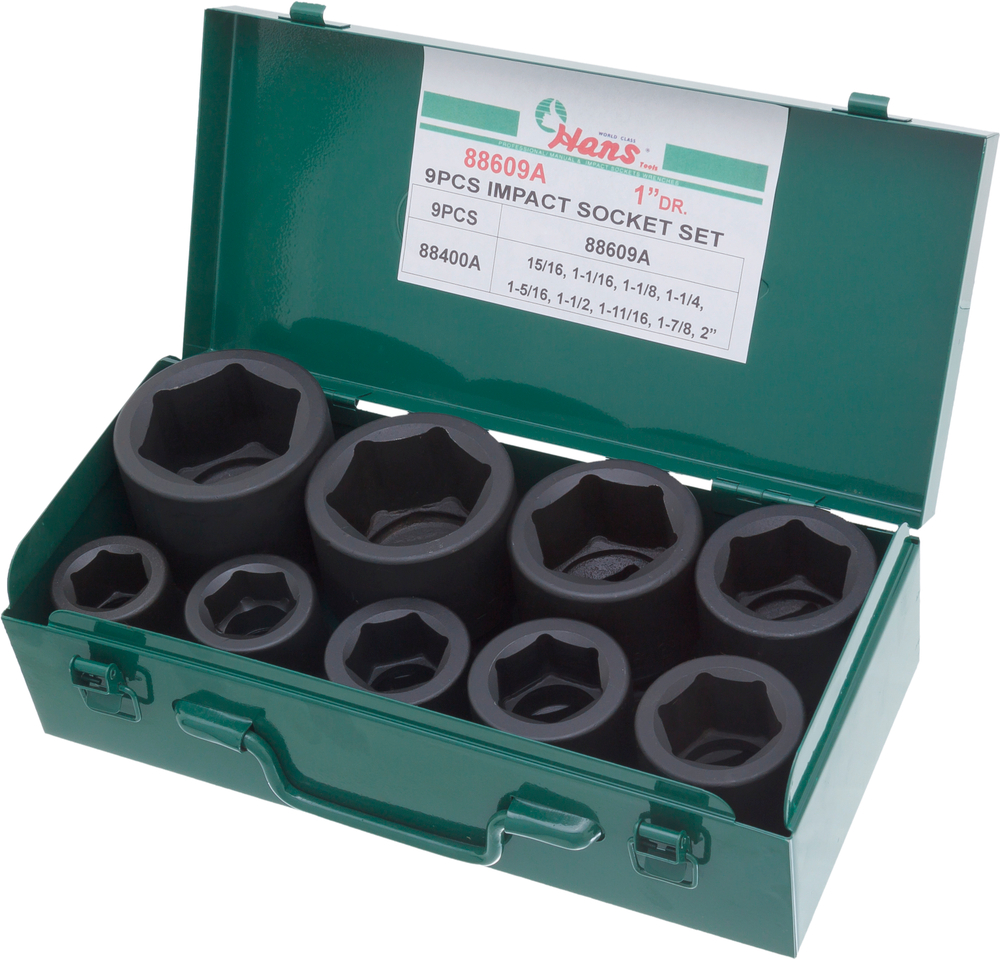 88609A набор головок 1", 9  шт., 15/16"-2"