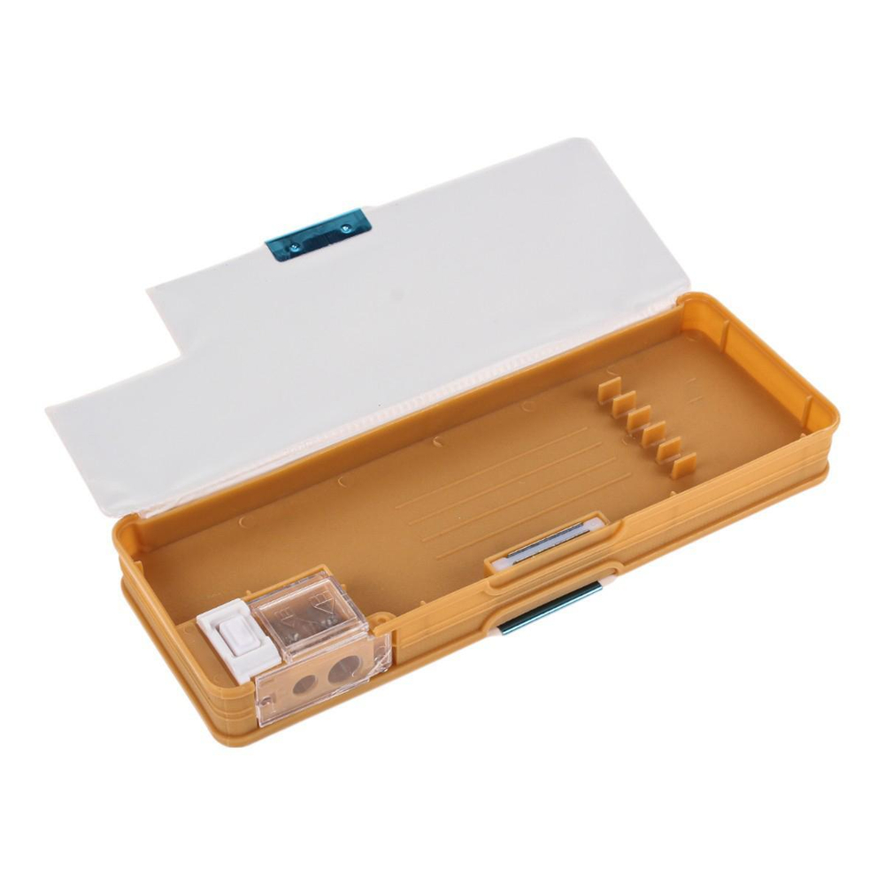 Пенал пластиковый "Капибара" с блестками, 2 отв., с точилкой, 3 вида микс