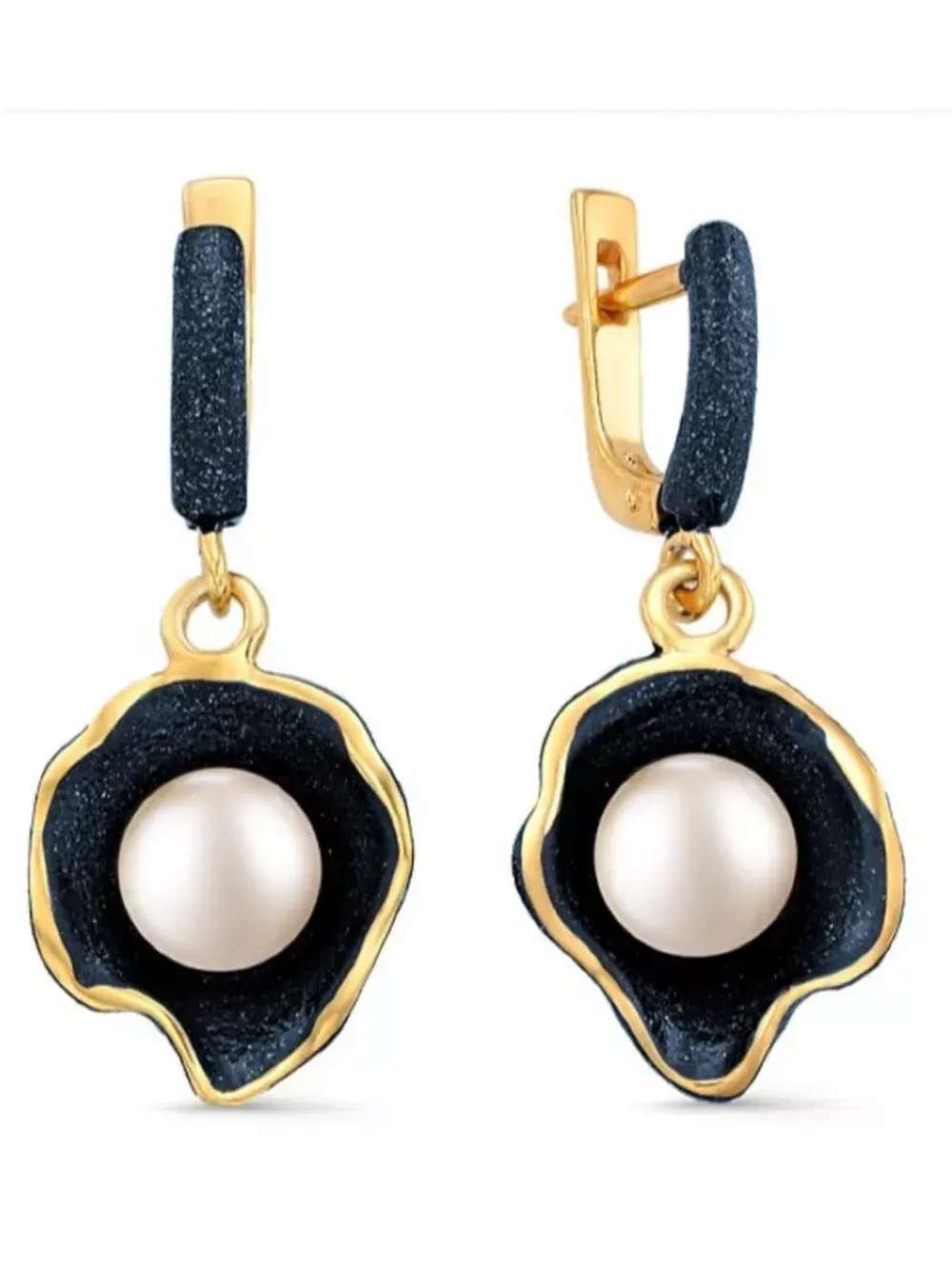 Ювелирные серьги серебро с жемчугом и эмалью