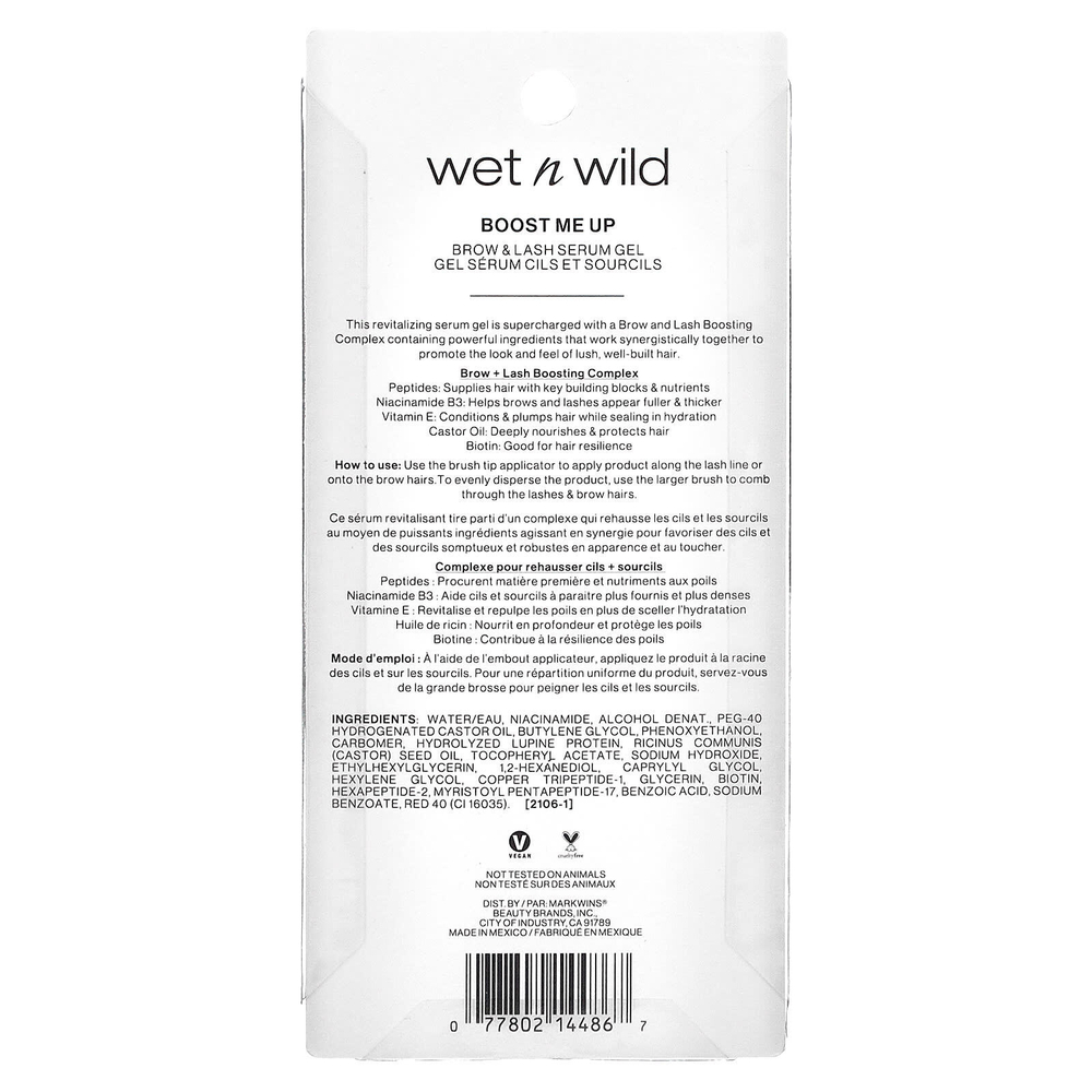 wet n wild, Boost Me Up, гель-сыворотка для бровей и ресниц, 5 мл (0,16 жидк. унц.)