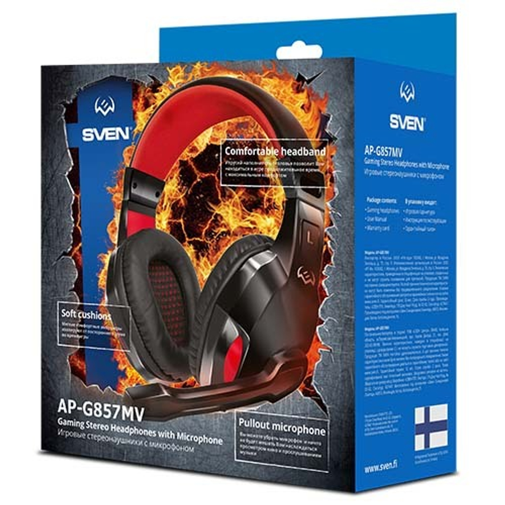 Игровые наушники с микрофоном SVEN AP-G857MV, черный-красный