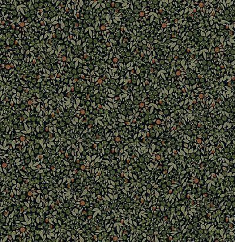 Мелкораппортный растительный дизайн с листьями, цветами и ягодами