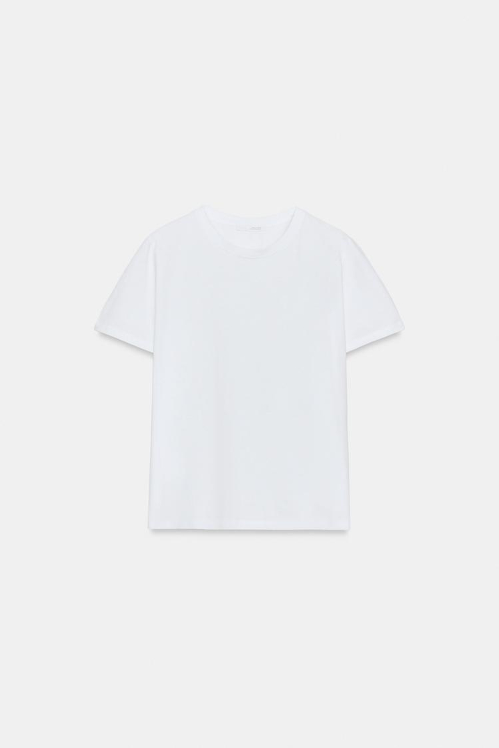 ZARA ХЛОПКОВАЯ ФУТБОЛКА В СТИЛЕ РУСТИК, БЕЛЫЙ