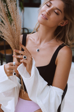 Серьги «Коин» с черным ониксом