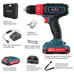 Шуруповерт ALTECO дрель аккумуляторная CID 21-35 ударная