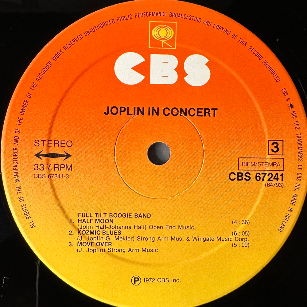 Janis Joplin ‎– Joplin In Concert 2LP (Голландия)