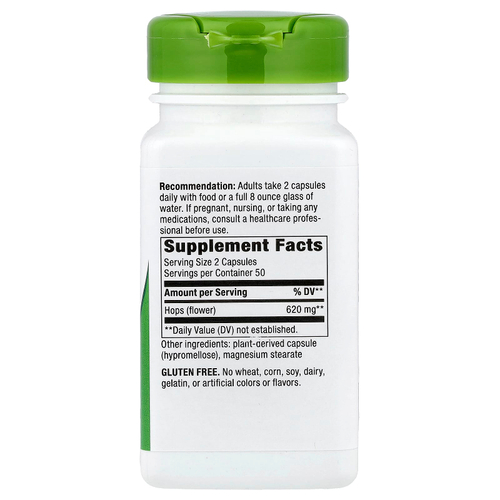 Nature's Way, цветки хмеля, 100 веганских капсул (310 мг в 1 капсуле)