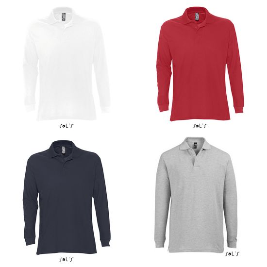 Рубашка поло мужская Sol's Star с длинным рукавом.