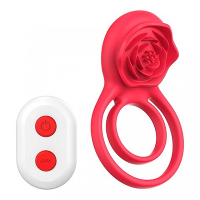 Двойное эрекционное кольцо с вибрацией и стимулятором клитора Rose