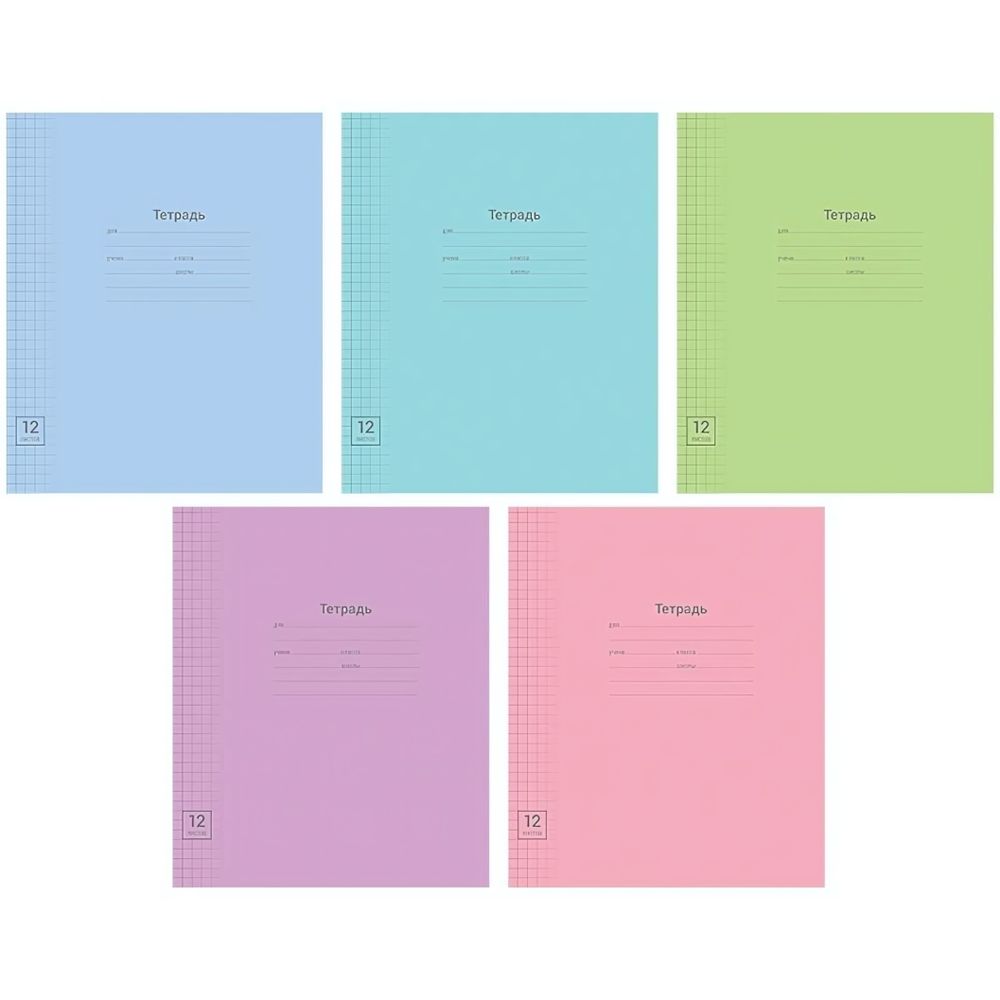 Тетрадь школьная А5 12л клетка "Одноцветная. Линовка" 183213 (Спейс) микс цветов (комплект 5 шт) Тетрадь школьная А5 12л клетка "Одноцветная. Линовка" 183213 (Спейс) микс цветов (комплект 5 шт)