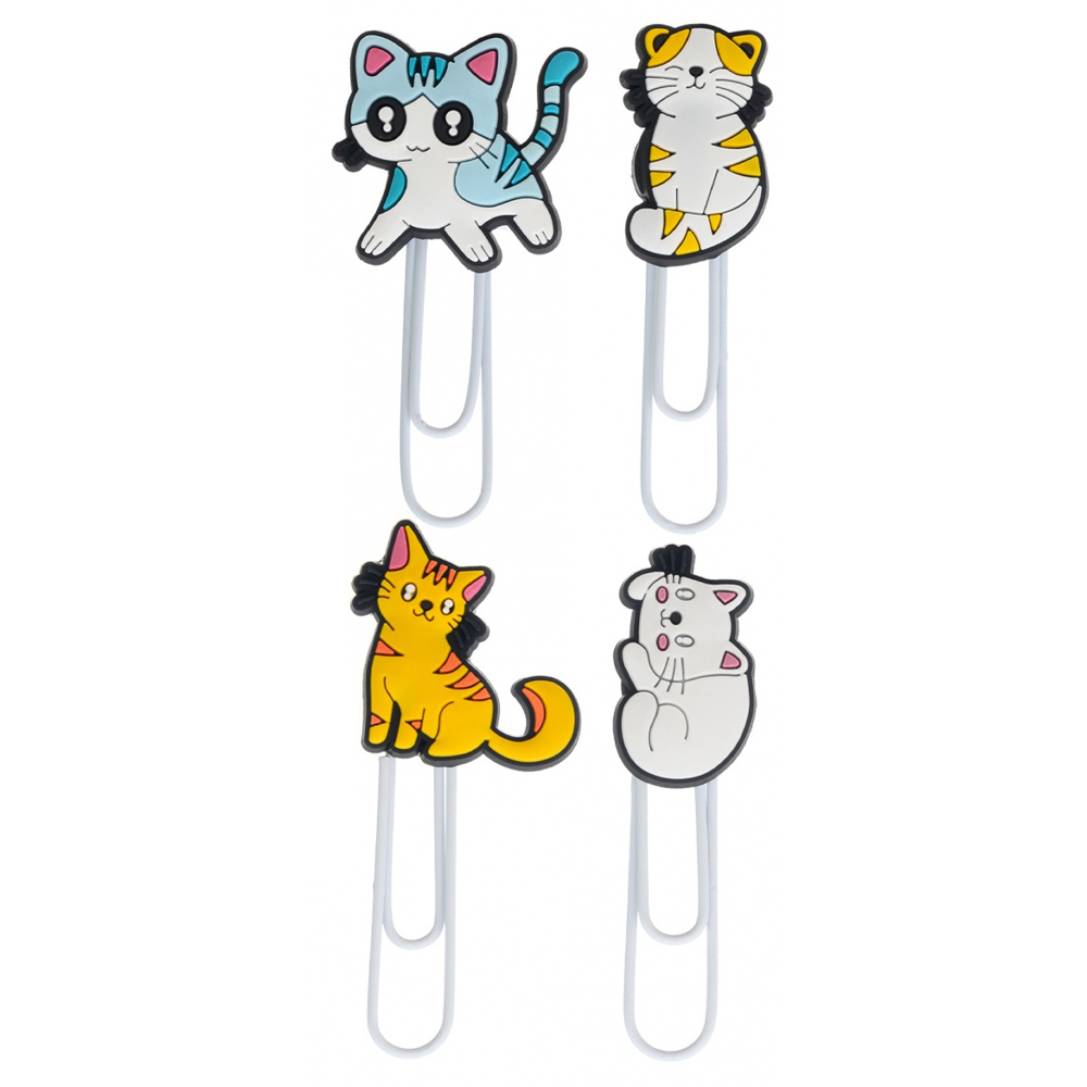 Закладки-скрепки Basir, серия "Котики", 4 цвета ассорти