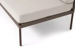 "Канны" правый модуль плетеный из роупа, каркас алюминий коричневый (RAL8016) муар, роуп коричневый круглый, ткань бежевая 035