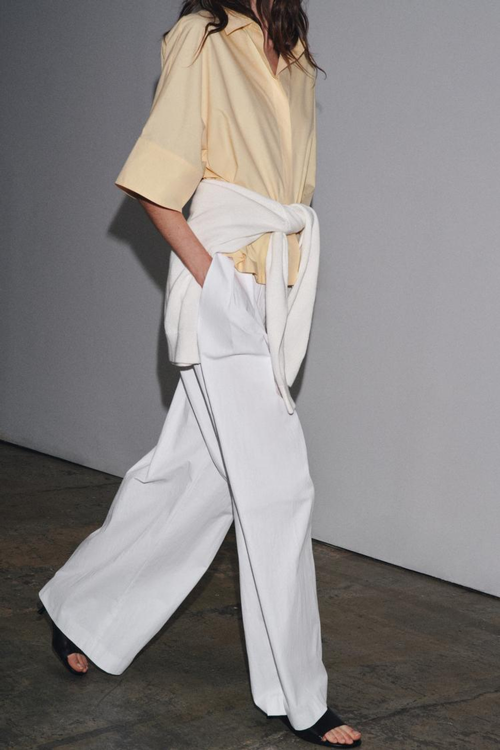 ZARA РУБАШКА ИЗ ПОПЛИНА — ZW COLLECTION, ЖЕЛТЫЙ