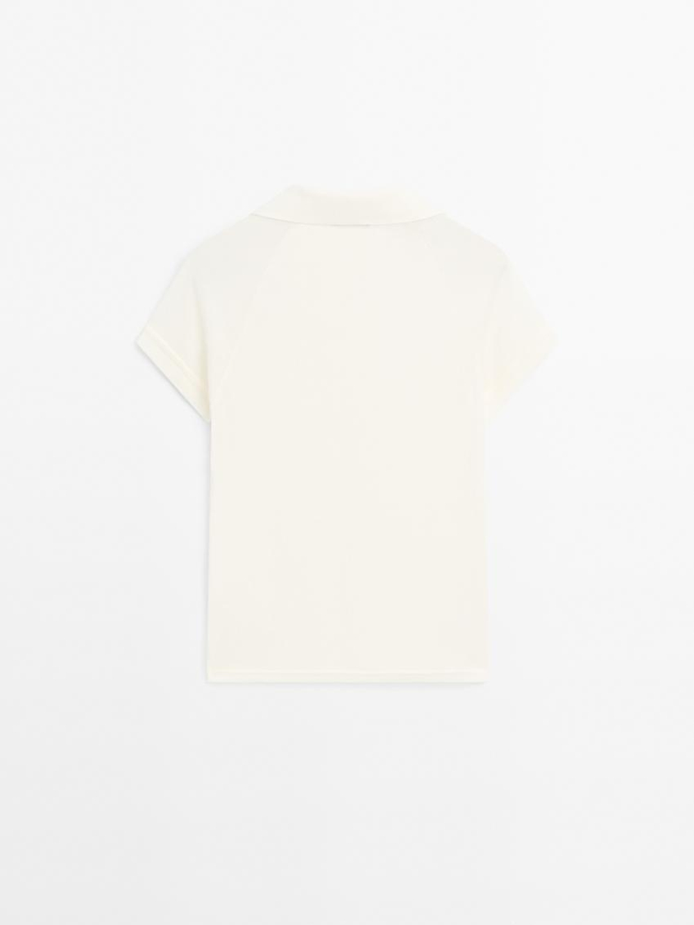 Massimo Dutti Футболка поло из 100% хлопка с коротким рукавом, кремовый