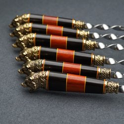 Подарочный набор шампуров "Медведь Prime", рукояти граб-падук