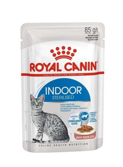 Влажный корм для кошек Royal canin Indoor Sterilised кусочки в соусе, Пауч 85 г