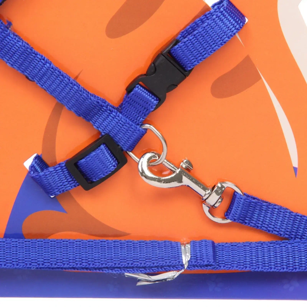 Шлейка с поводком «Веселая прогулка» 120см цвет синий Ultramarine