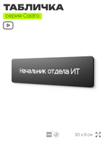 Табличка Начальник отдела ИТ, на дверь, 30х8 см, черная, серия CADRO, Айдентика Технолоджи