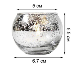 Светодиодная свеча в серебряном стакане шар