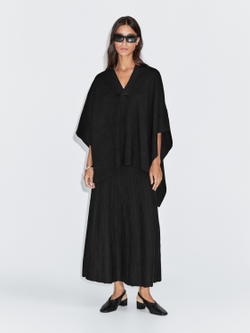 Massimo Dutti Короткая вязаная накидка с V-образным вырезом, черный