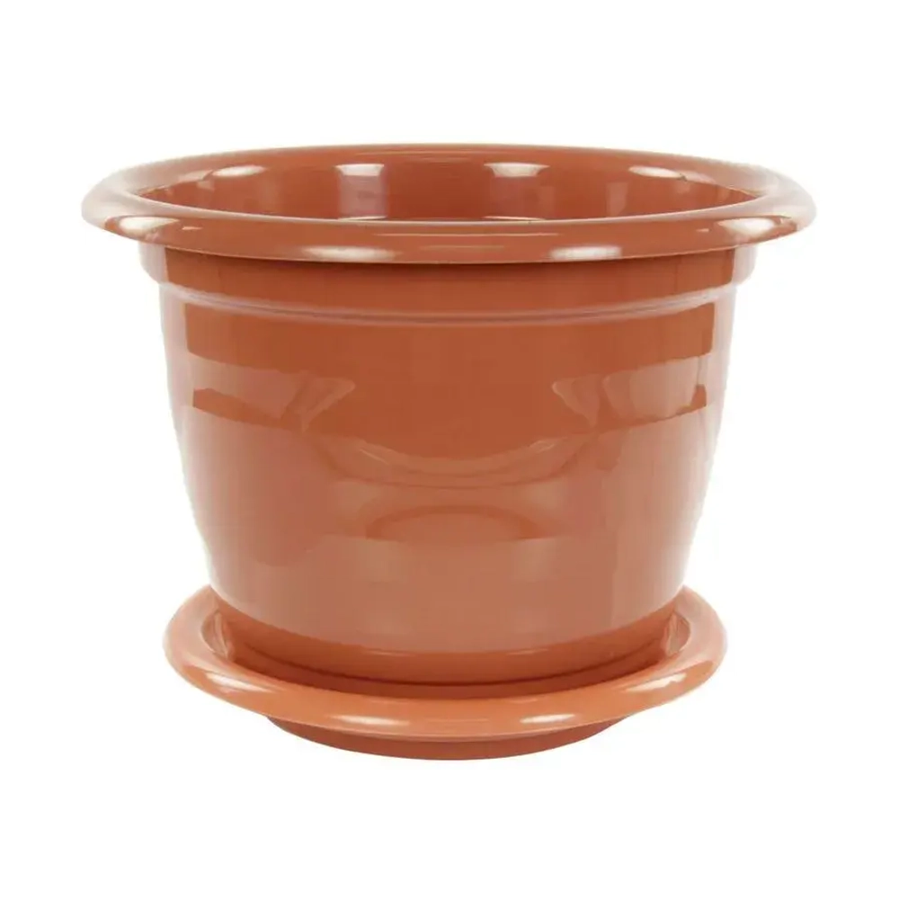 Горшок цветочный Виола 5л с поддоном коричневый (комплект 15 шт)