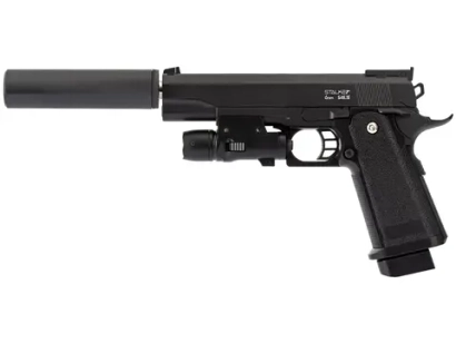 Пистолет пневматический Stalker SA5.1S Spring (Hi-Capa 5.1) +ПБС +ЛЦУ (SA-3307151S)