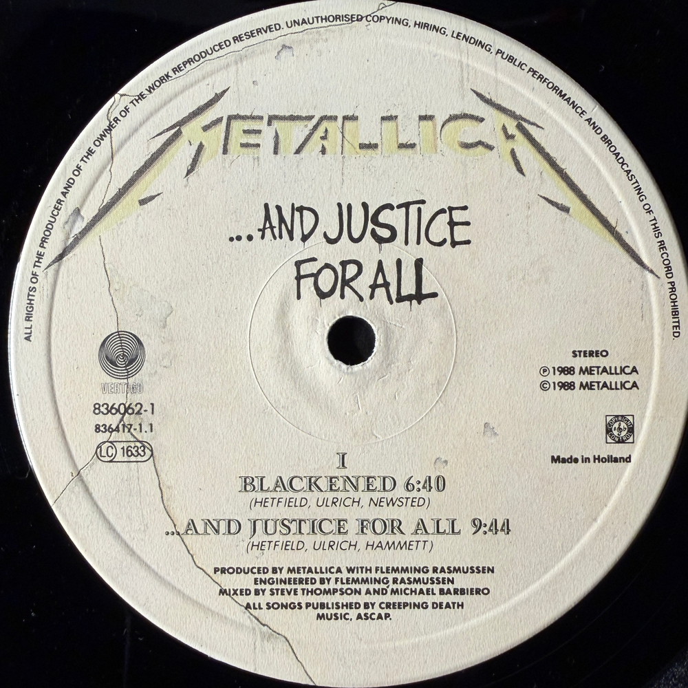Metallica - ...And Justice For All 2LP (Голландия 1988г.)