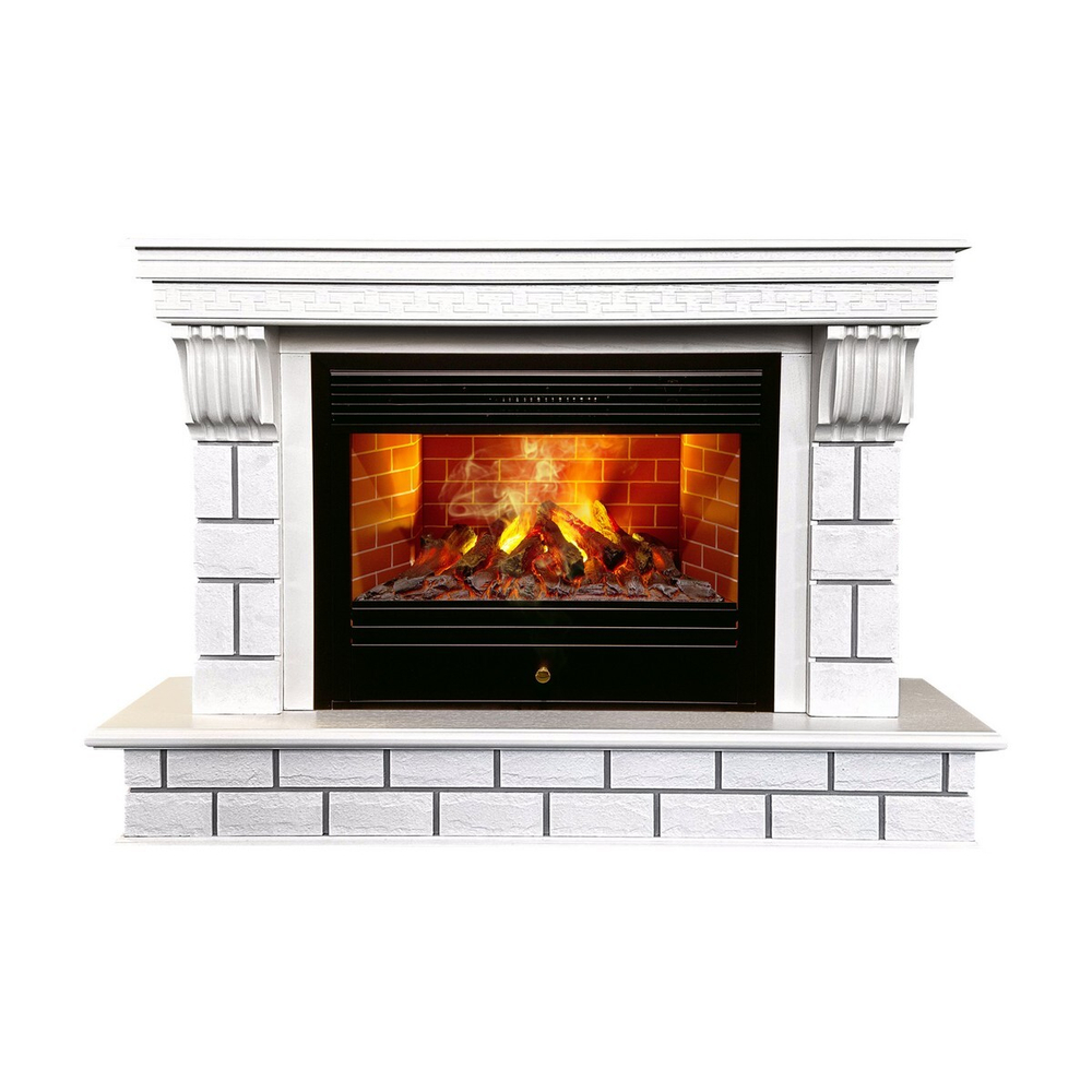 Электрокамин RealFlame Castle 26 WT молочный с очагом 3D Novara