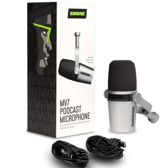 Микрофон для стриминга и игр Shure MV7 Silver
