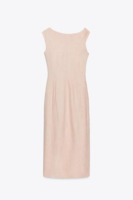 ZARA АСИММЕТРИЧНОЕ ПЛАТЬЕ-МИДИ, ПЕРСИКОВЫЙ