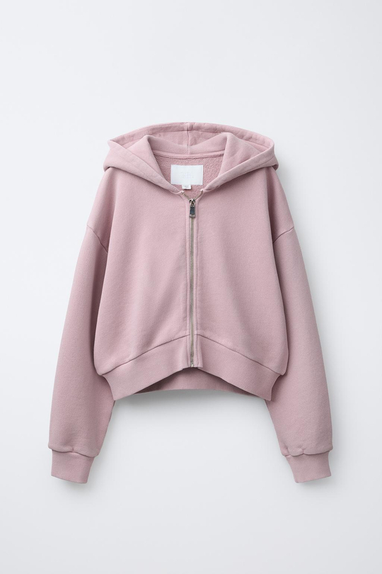 ZARA ТОЛСТОВКА GARMENT DYE, РОЗОВЫЙ