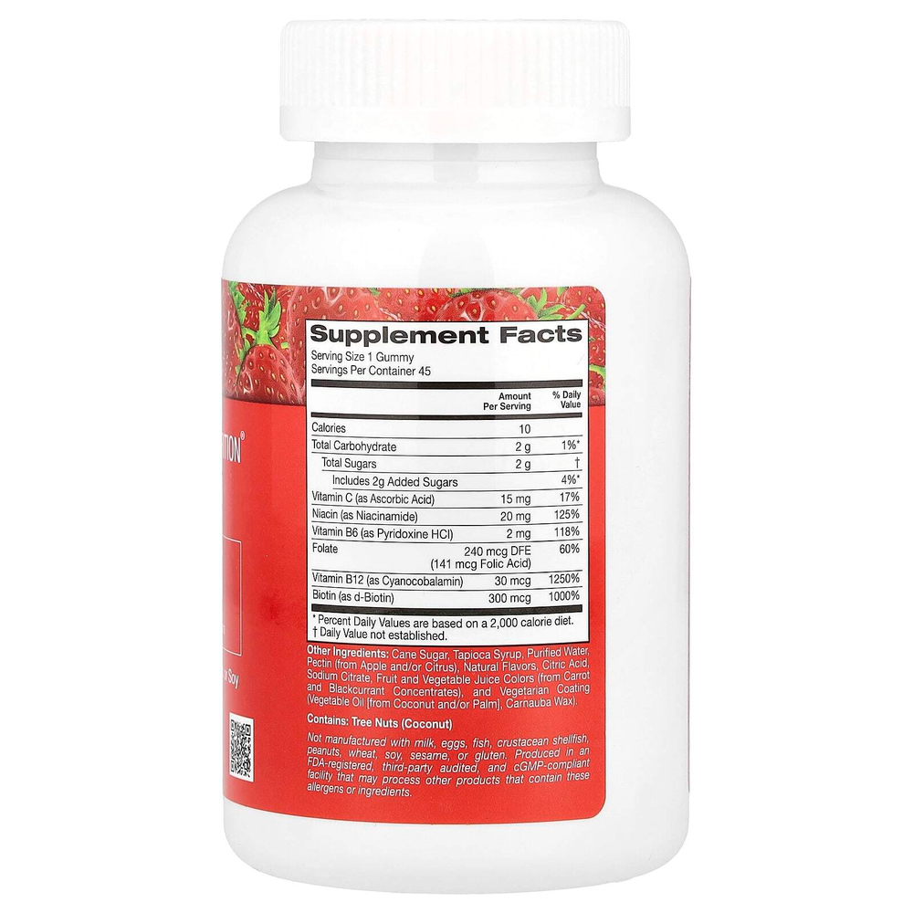 California Gold Nutrition, жевательные таблетки с комплексом витаминов группы B с витаминами B6 и B12, фолатом и биотином, клубника, 45 вегетарианских жевательных таблеток