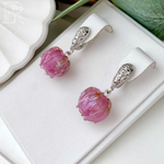 LEFIREL' Серьги серебряные женские "Тиалана" с цветами из муранского стекла / ювелирные украшения из родированного серебра 925