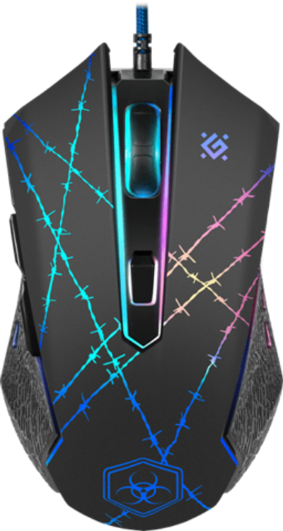 Мышь проводная игровая оптическая Defender Forced GM-020L (черный),USB, 6 кн. + колесо, коврик