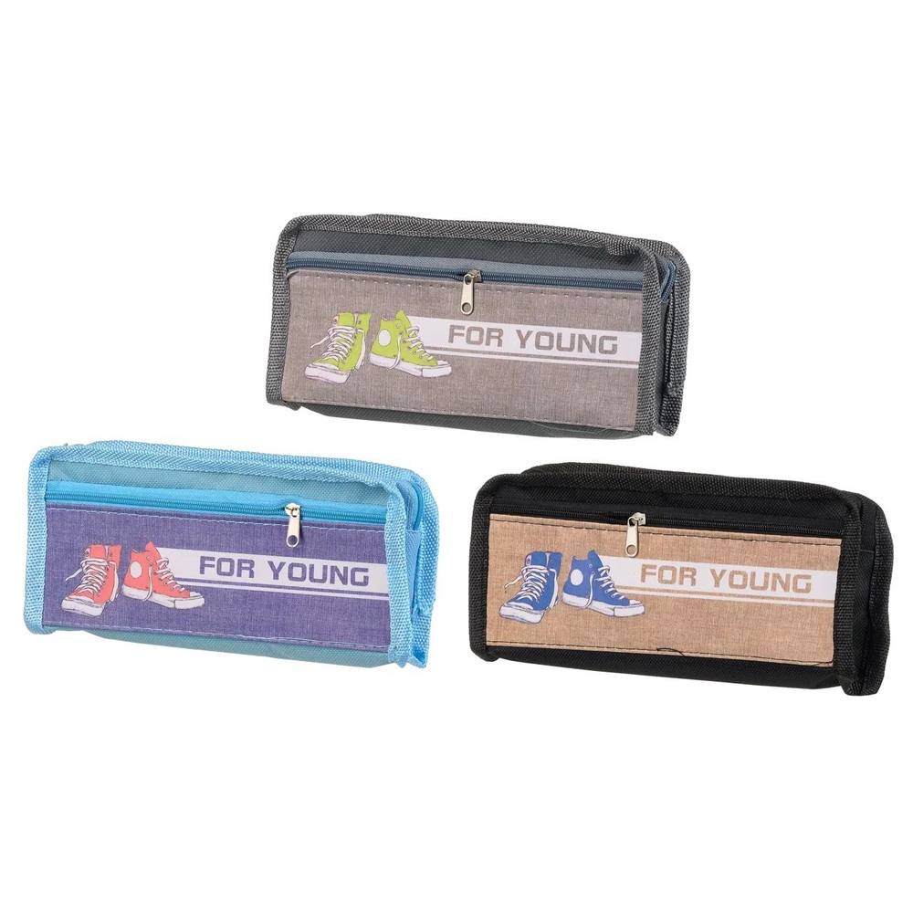 Пенал-косметичка Basir без наполнения, 20,5*9*4 см, серия "Кеды", с боковым карманом, ассорти