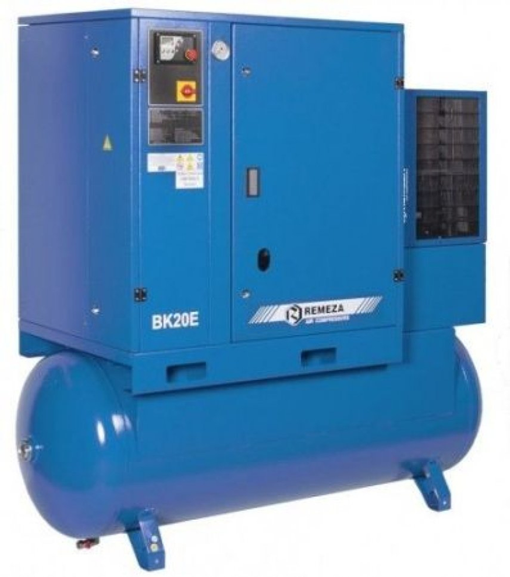Винтовой компрессор ВК20Е-8-500ДВС, ресивер 500 литров , производительность 2350л/мин,  рабочее давление 8 бар, мощность двигателя 15кВт, вес 585 кг, габариты 1930x810x1780мм. REMEZA, Республика Беларусь