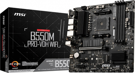 Материнская плата MSI B550M PRO-VDH WIFI Soc-AM4 AMD B550 4xDDR4 mATX AC`97 8ch(7.1) GbLAN RAID+HDMI+DP