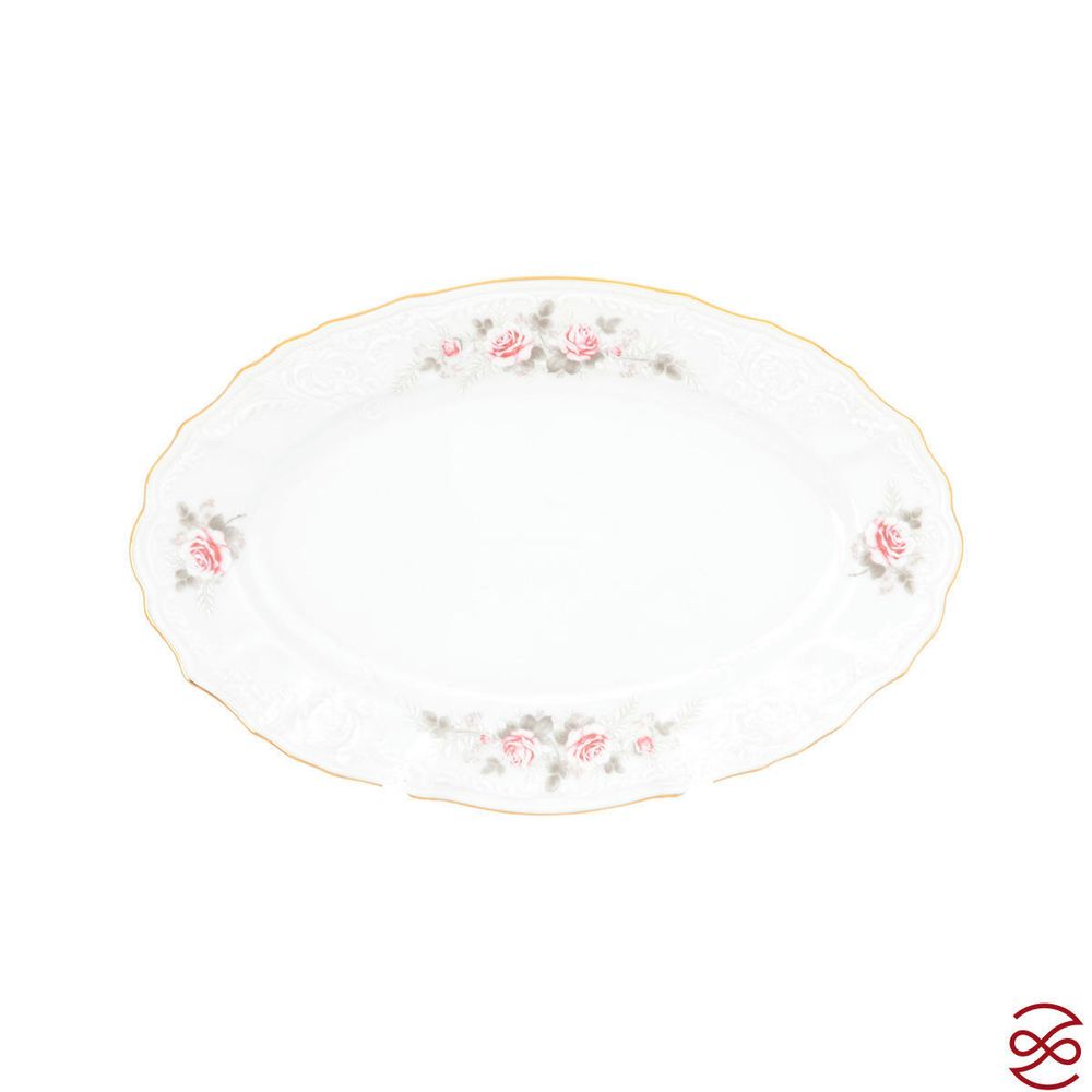 Блюдо овальное Bernadotte Серая роза золото 26 см