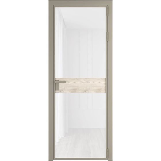 Алюминиевая дверь 6AG никель матовый остеклённая со вставкой