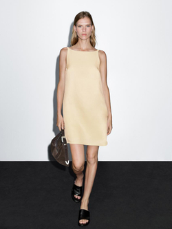 Massimo Dutti Короткое платье с деталью сзади, желтый