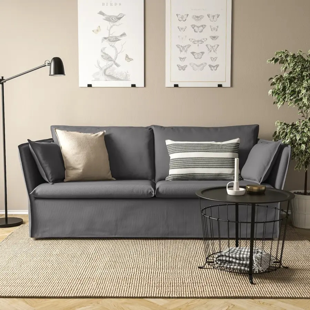 Диван 3-местный - IKEA BACKSÄLEN/BACKSALEN, 85х205 см, серый, БАКСАЛЕН ИКЕА