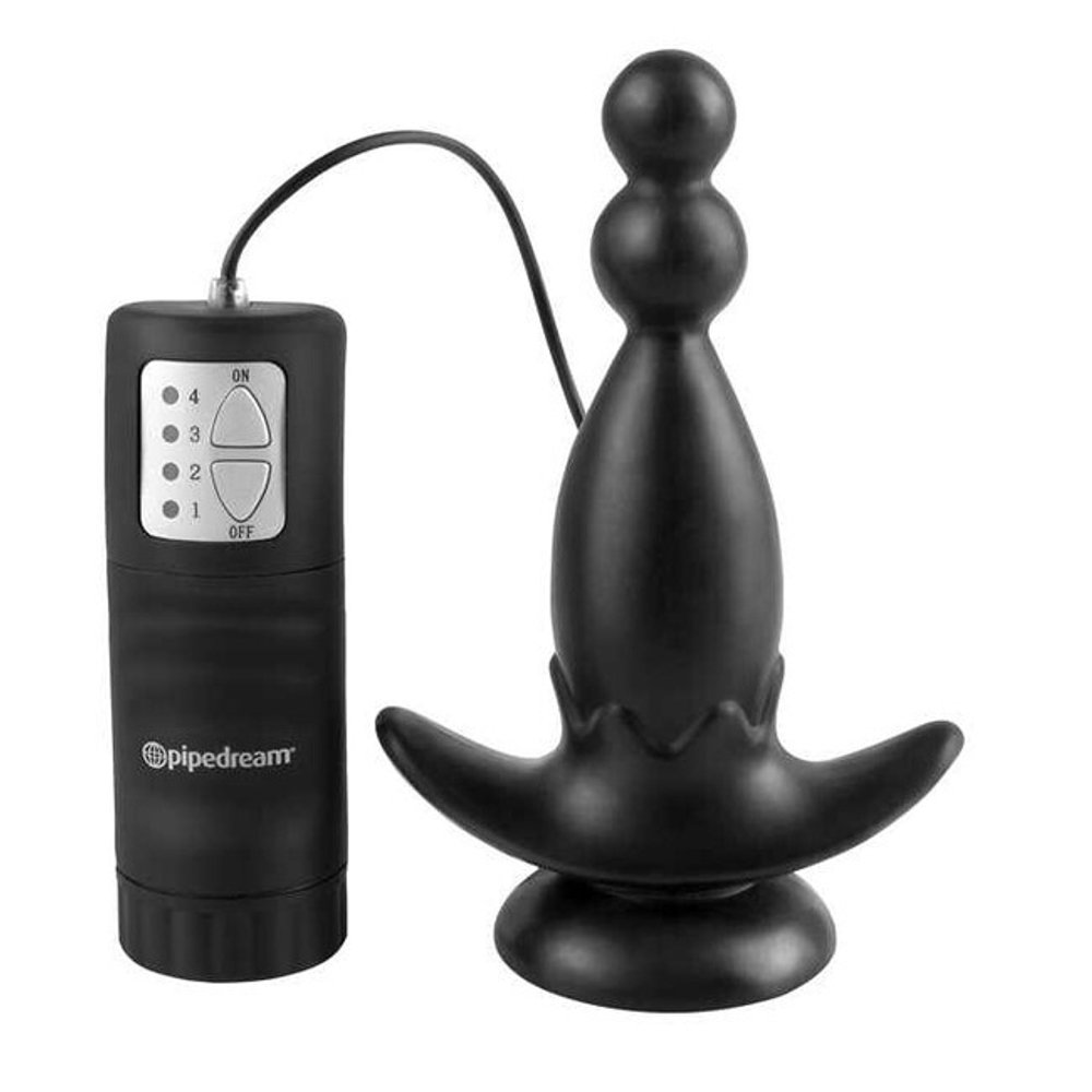 Анальный вибростимулятор на присоске Vibrating Anal Anchor (4 скорости) (Цвет: черный)