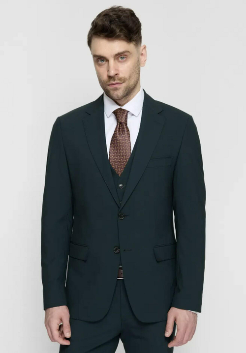 Мужской классический костюм тройка (темно-зеленый) Б7